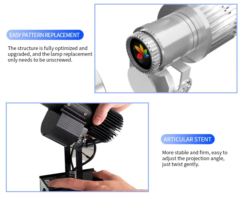 Rotating Adversting Gobo Light Led Logo Projector 15Watt Waterproof Black White Shine Body Lamp Metal Glass Power Item CCC