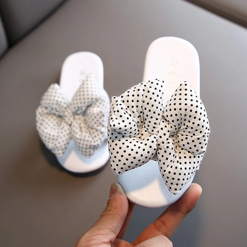 Сандалии Детские с бантом, модные босоножки из плюша, мягкая подошва, пляжная обувь принцессы, летние Тапочки