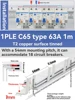 1PLE C65 63A (Espacement 54 pour raccordement de 18 disjoncteurs MCB 1P)