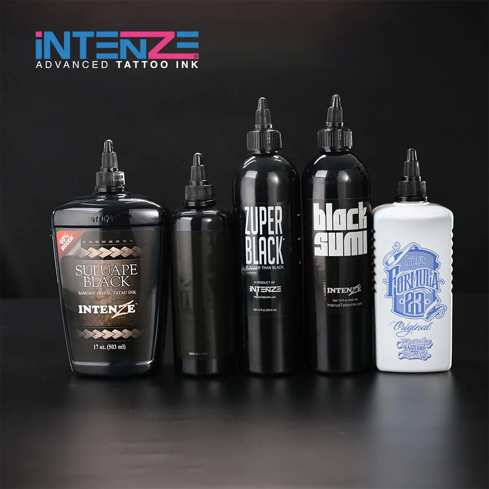 INTENZE Black Sumi Tattoo Ink - 12 OZ Premium Quality, Waterproof