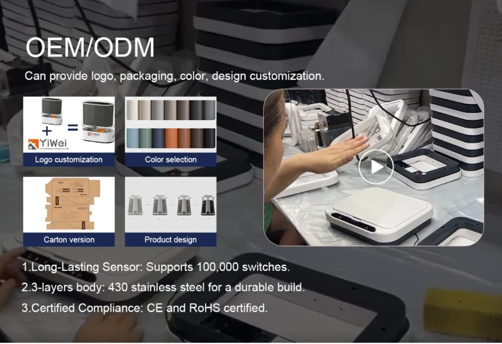 Automatic Plastic Wood Color Wall Mounted Induction Smart Dustbin Houseware Automatic Bin Trash Can with Sensor