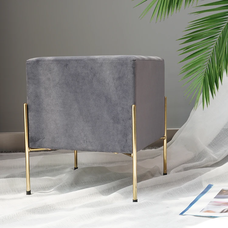 Nordic Furniture Modern Luxury Sofa Foot with Gold Stainless Steel Leg Ottoman Stool