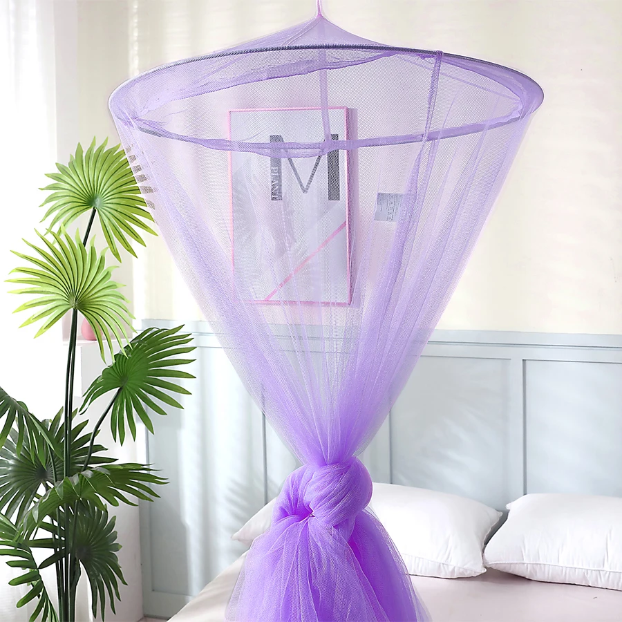 Purple Round Conical Mosquito Net and Bed Canopy