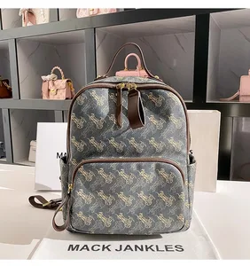 2026 Luxury Designer Women's Retro Plaid PU Leather Backpack Water-Proof Business Bag with Polyester Lining for Summer