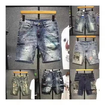 New arrival casual short jeans men jeans pocket ripped denim shorts