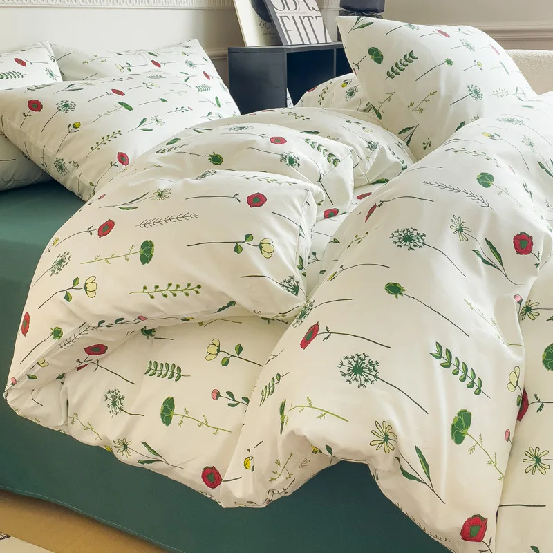 AOYATEX Hot selling Cotton bedding set Duvet cover Three piece set Plants and flowers Print bed set manufacture