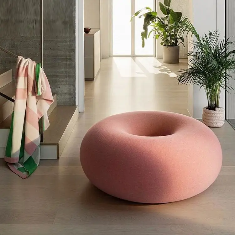 Designer Living Room Pouf Soft Doughnut Round Stool Legless Floor Ottoman for Home Sofa Side Lazy Chair