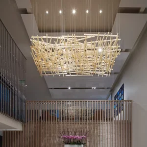 ECOJAS Shopping Mall Hotel Lobby Large Venue Project Lighting Transparent Glass Rod Luxury Style Chandelier