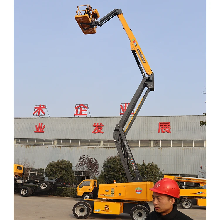 High Quality 16 Meters Gasoline Engine Aerial Work Platform Hanging Self-Walking Cherry Picker Made in China