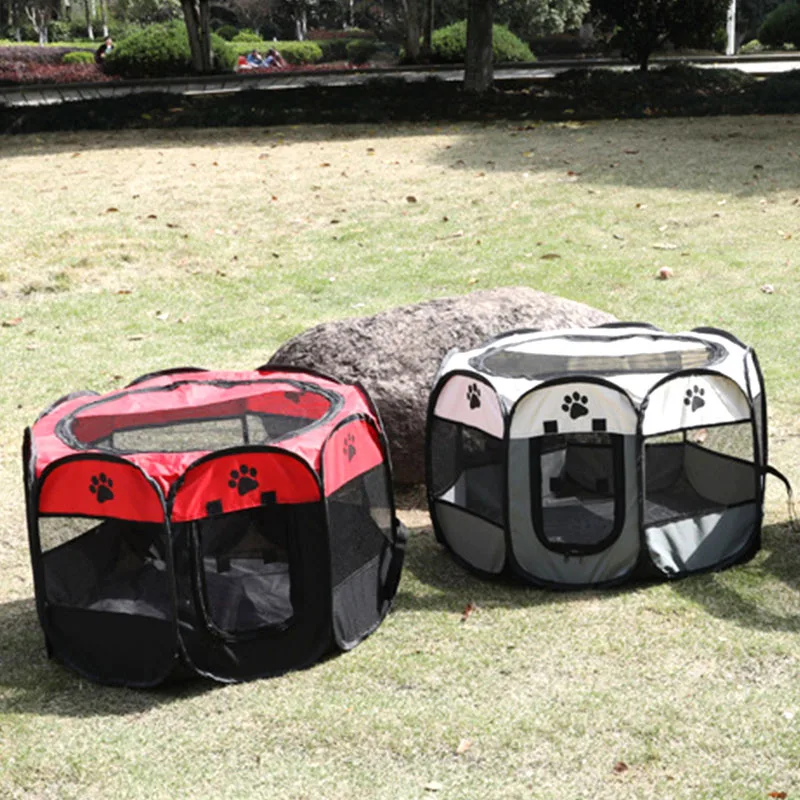 Multifunctional camping summer breathable travel portable outdoor durable foldable cat cage dog steel wires pet tent house manufacture