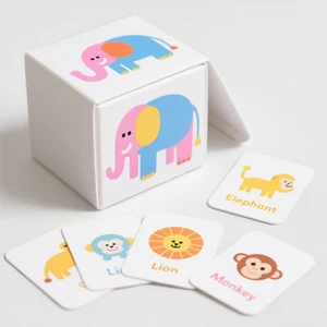 High-Quality Customized Printing Family Awareness Card Animal Word Vocabulary Flash Cards for Kids