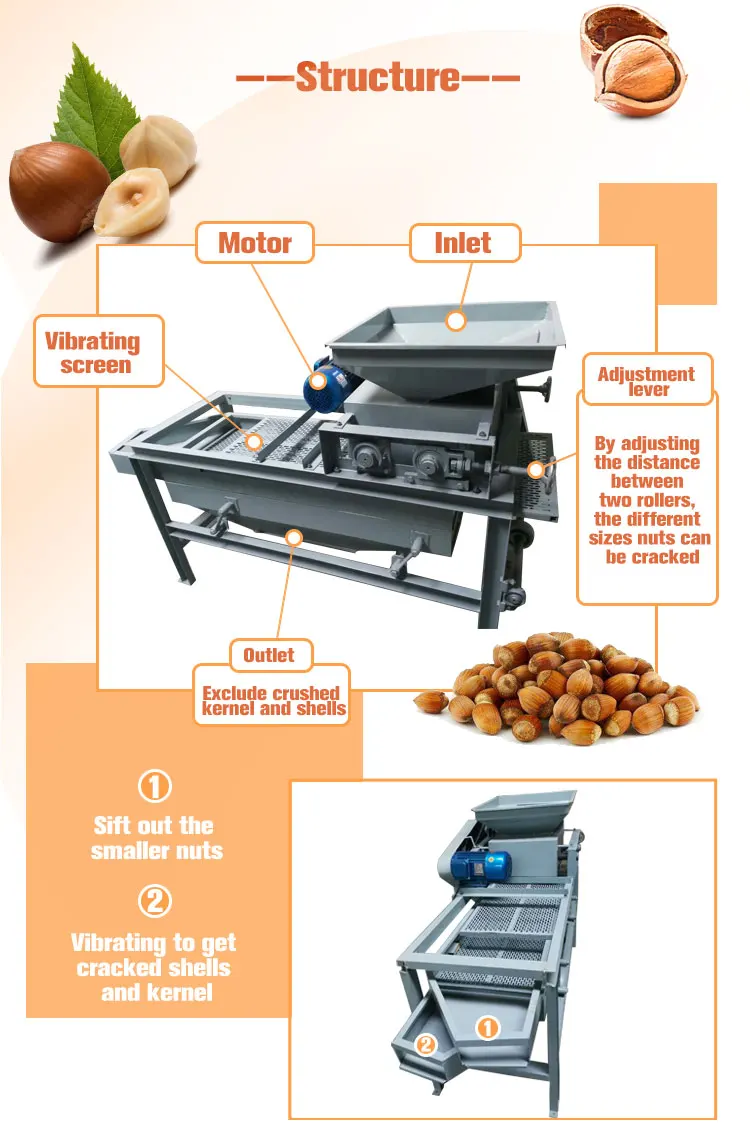 Lowest Price Electric Nut Cracker Hazelnut Processing Machines Almond Shelling Machine