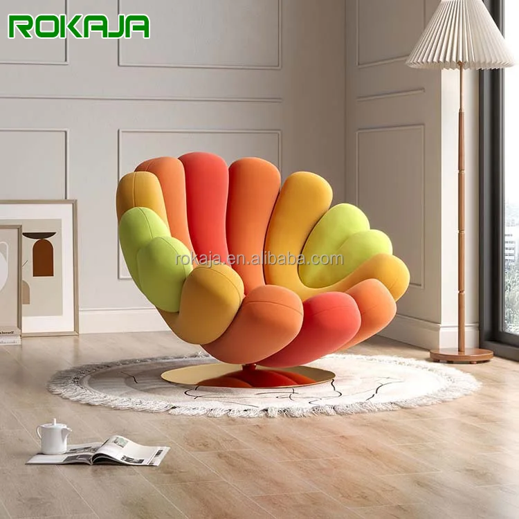 Bestseller Freizeit Sessel Bunt Einzelner Drehstuhl Wohnzimmer Samtstoff Anemonen Typ Relaxsessel