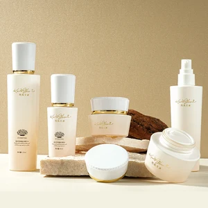 White Trapezoid-Shaped Thickness Glass Skincare Bottles Unique Empty Cosmetic Bottle Set for Face Cream and Eye Drop Packaging