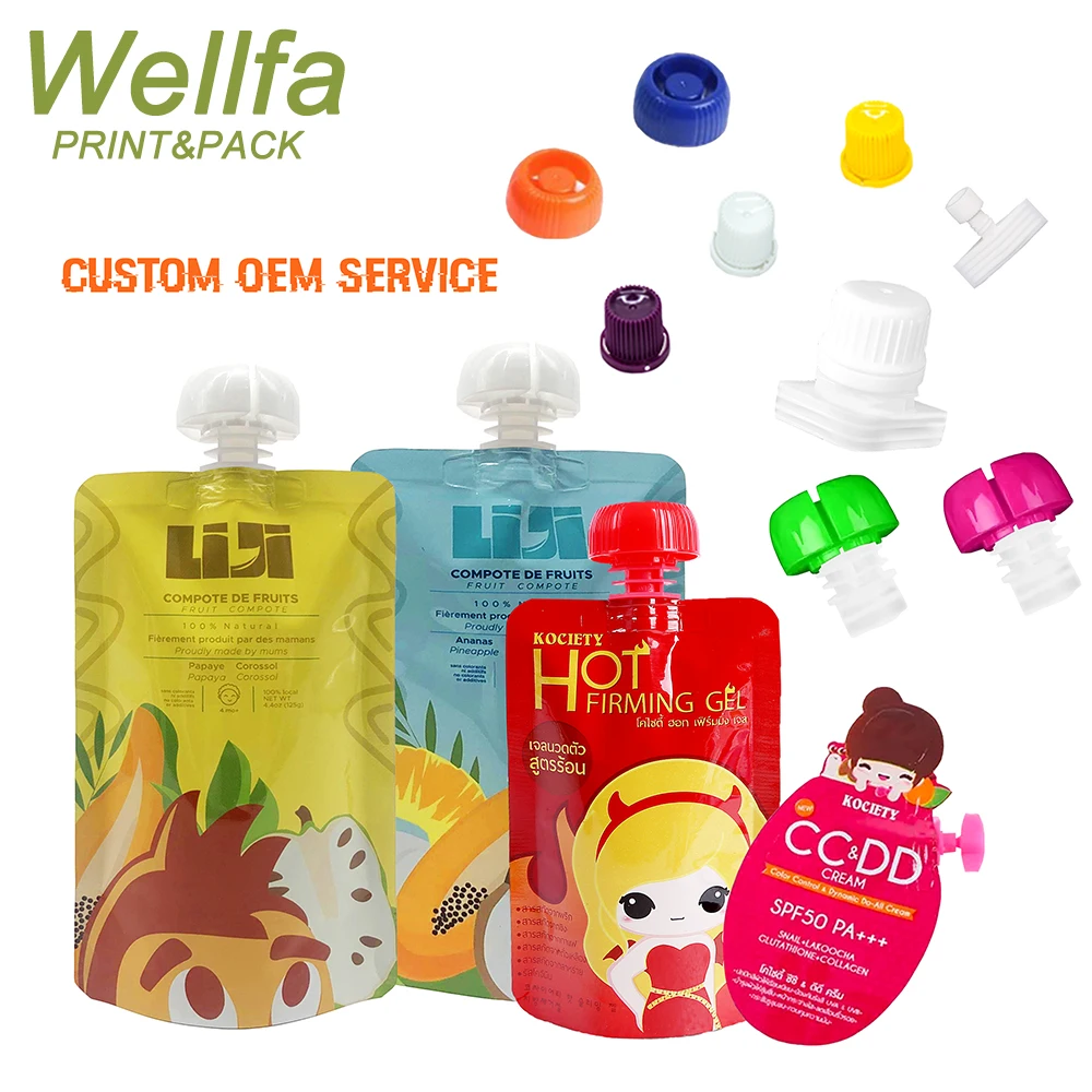 Factory Custom Printed Stand Up Reusable Squeeze Jelly Juice Doypack