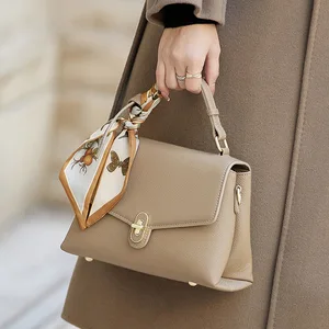 A-49 Women's Genuine Leather Crossbody Handbag High Fashion New Design Soft Casual Bag Zipper Waterproof Polyester Lining