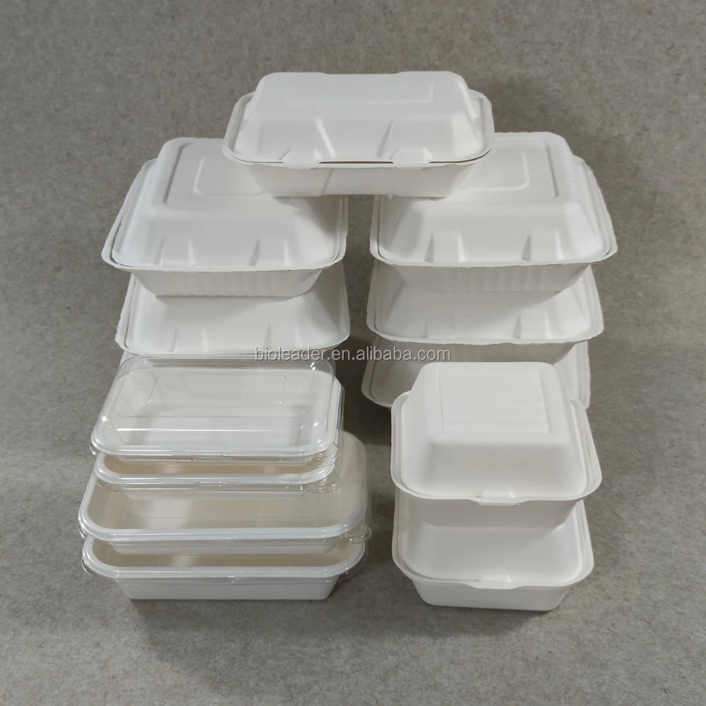 Biodegradable Sugarcane Bagasse 6x6 Inch Burger Box with Lid - Eco ...