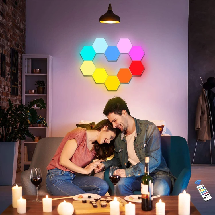 6pcs Lumières Hexagonales LED, Télécommandées, Lumières Murales LED RVB,  Panneaux De Lumière Hexagonaux Sensibles Au Toucher Pour Les Lumières De  Jeu Murales LED, 6 Panneaux LED Géométriques Pour Salon/Chambre/TV - Temu  France