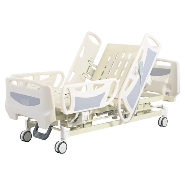 Adjustable Hospital  Electrica five function hospital bed ABS Bed head and Stainless Steel bed board for factory price
