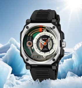 SKMEI 2533 Stainless Steel Business Glass Dial Pointer Silicone Strap Men's Quartz Watch LED Light