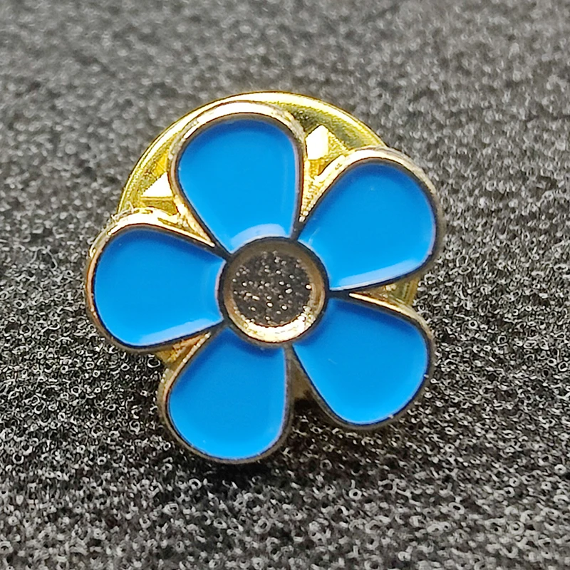 Masonic Forget Me Not Flowers Blue Soft Enamel Lapel Pin Badges Wholesale