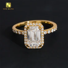 Classic Jewelry Round Emerald Cut Moissanite Wedding Ring 925 Sterling Silver VVS Moissanite Diamond Engagement Ring For Women