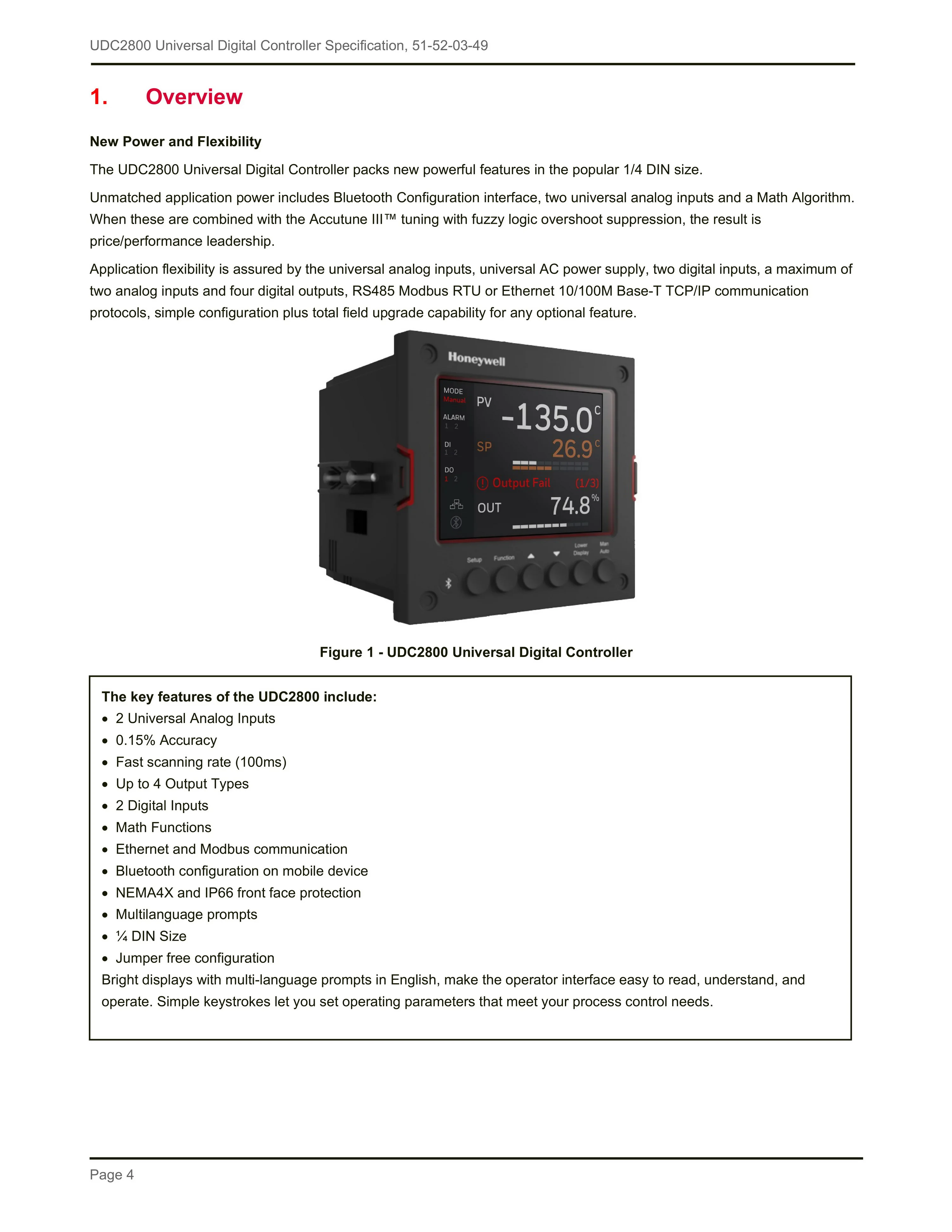 Honeywell UDC2800 Universal Digital Controller - Reliable Performance