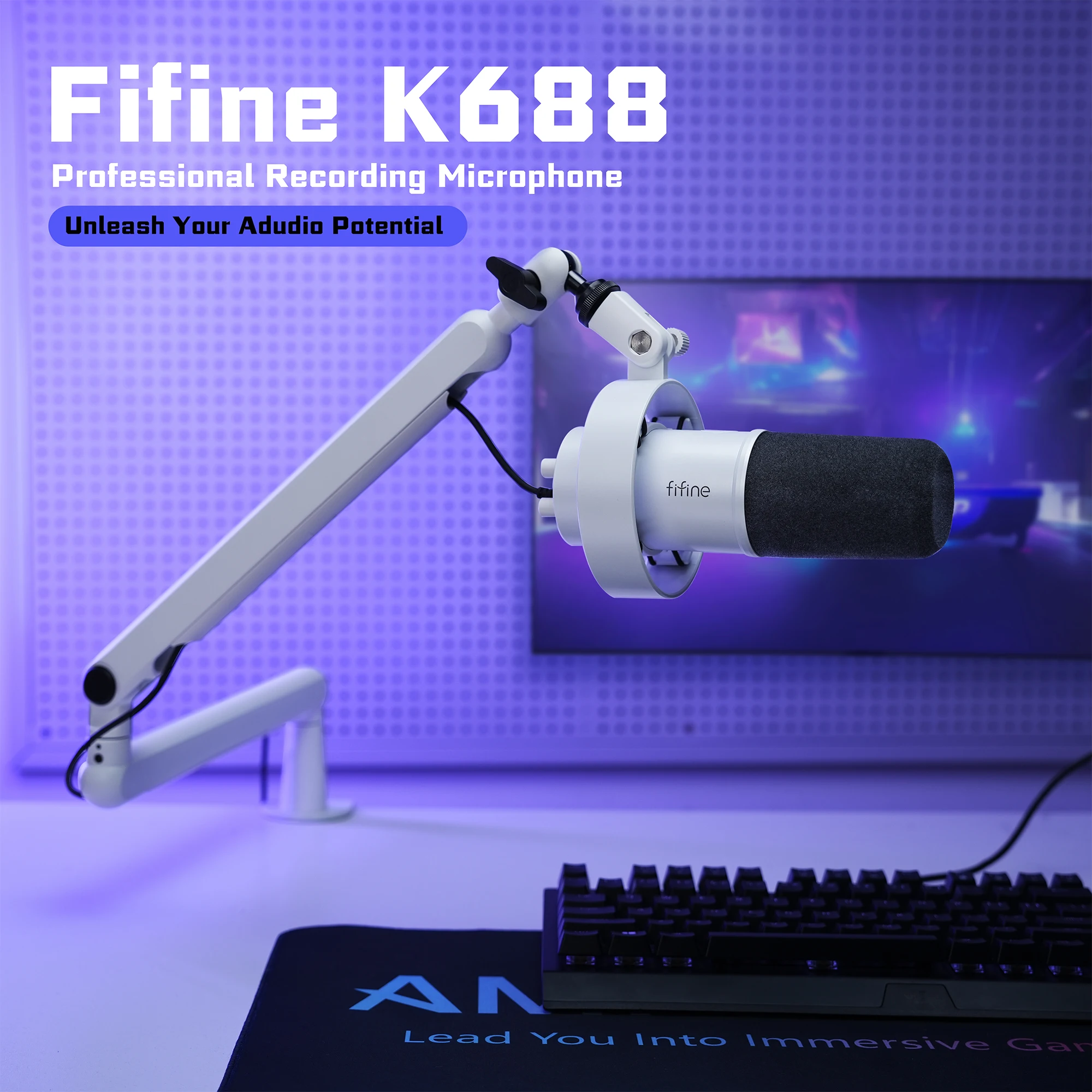 Fifine K688 XLR Dynamic Microphone for USB Streaming, Podcasting