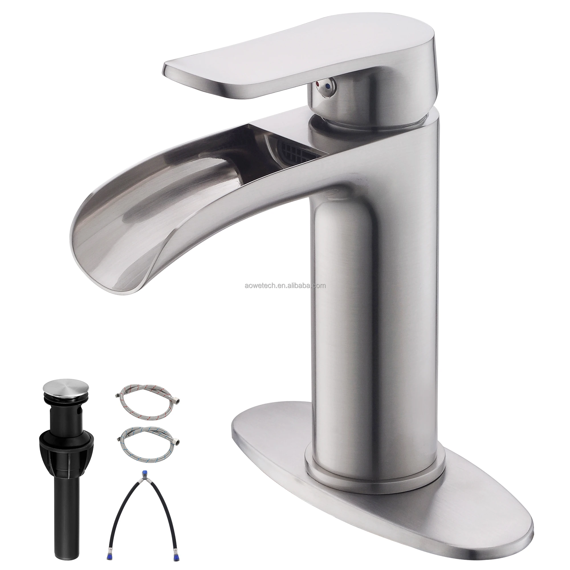 Modern Single-Hole Deck Bathroom Polished Single Handle Metered Basin Touchless Sensor 304 Stainless Steel Ceramic Pop-up Drain
