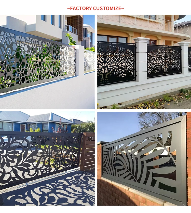 product decorative low carbon steel laser cut modern corrosion resistant eco friendly fence panels system gate aluminum boundary wall-5