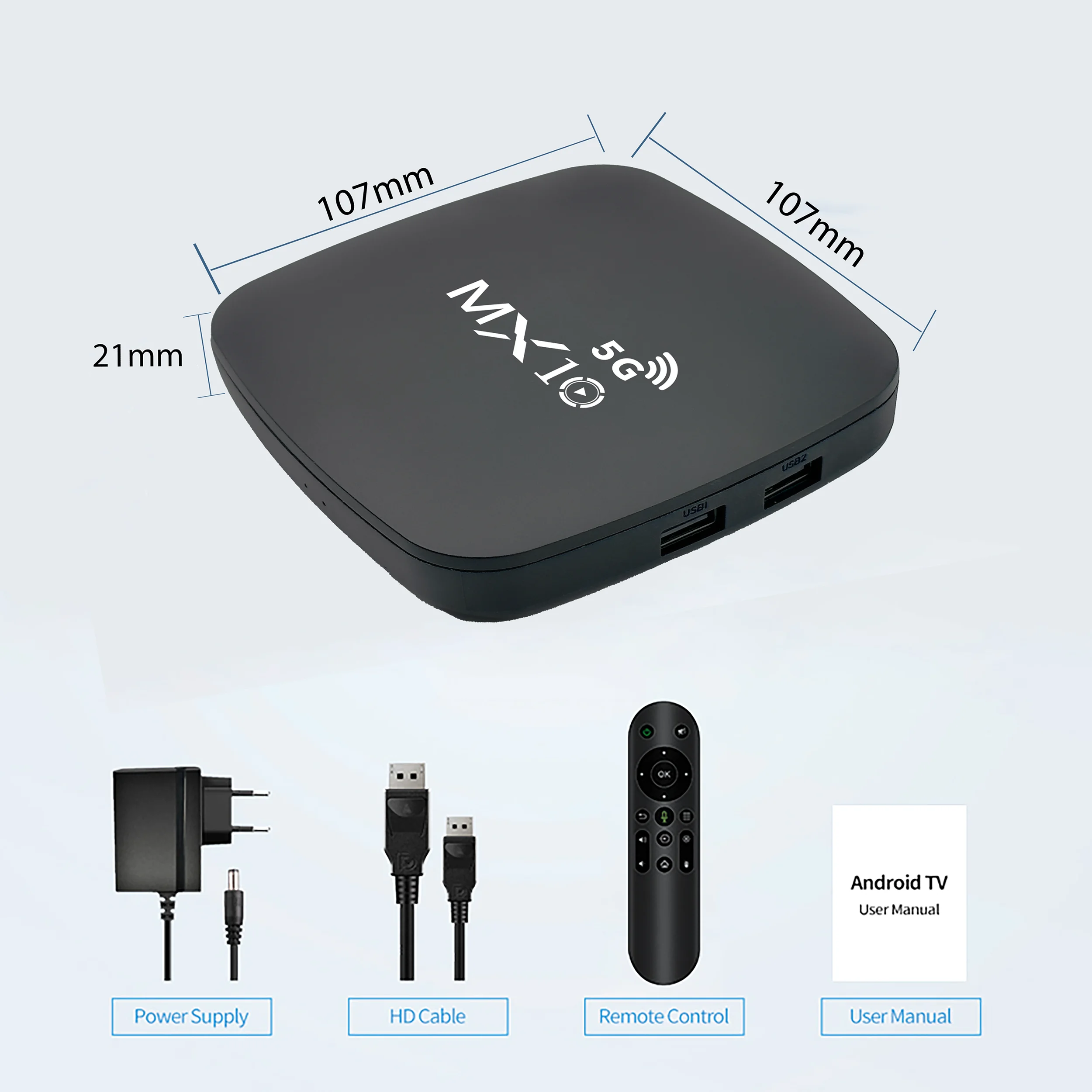 Smart Android TV Box M10 5G - Quad Core, 4K Resolution, Dual Band