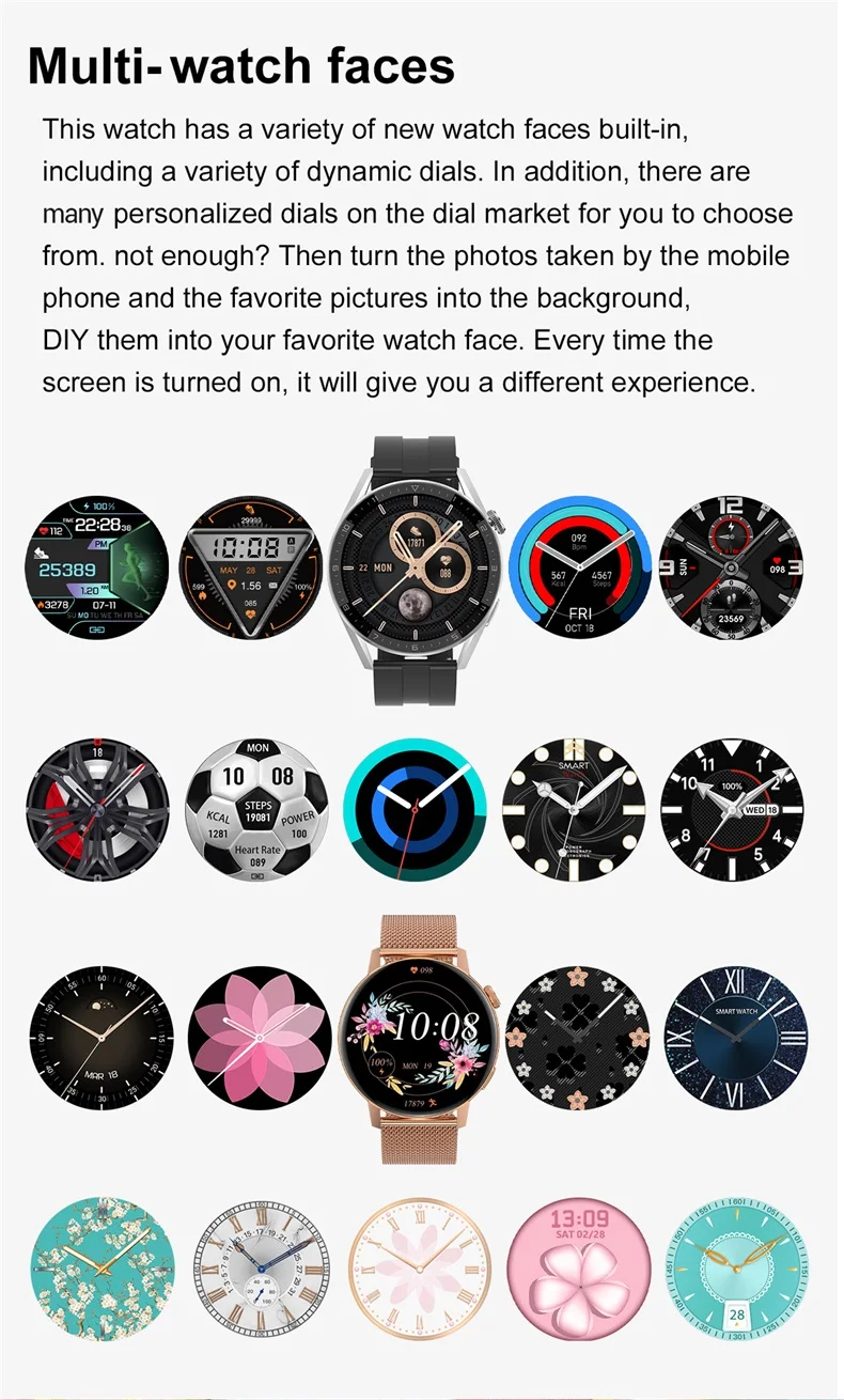 2022 New Fashion Watch 1.19 Inch IPS 390*390 Pixel HD Screen AI Voice Sport NFC Women Men Smart Watch DT3 Mini (13).jpg