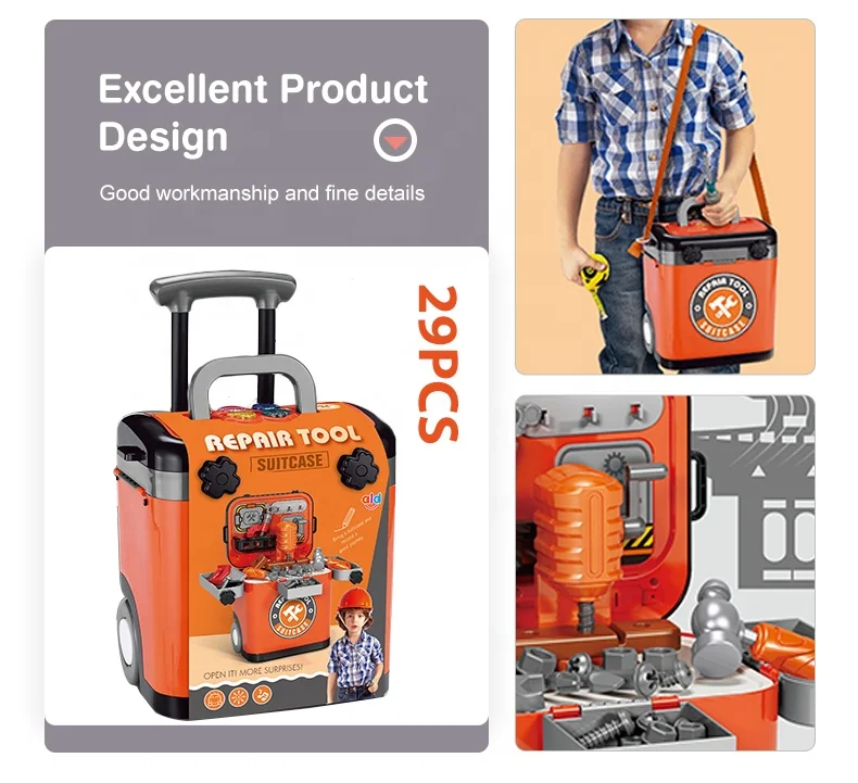 Ролевые музыкальным светом детский набор инструментов для ремонта игрушки чемодан с 29 шт.