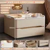 Khaki color [Stone Slab Style, Solid Wood Double Drawer]