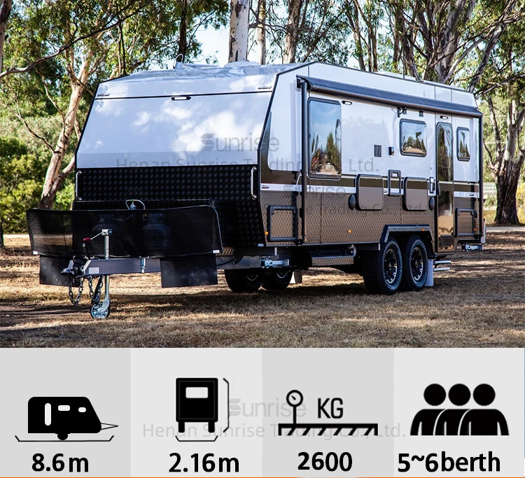 Australian Standards Mobile Home Caravan Aluminium Camper Trailer 22 Ft Hybrid 4x4 Off Road