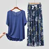 Denim blue navy blue leaves