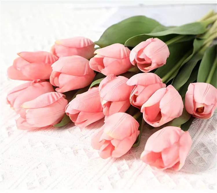 K-0610 High Quality Latex Long Stem Color Pink Tulips Single