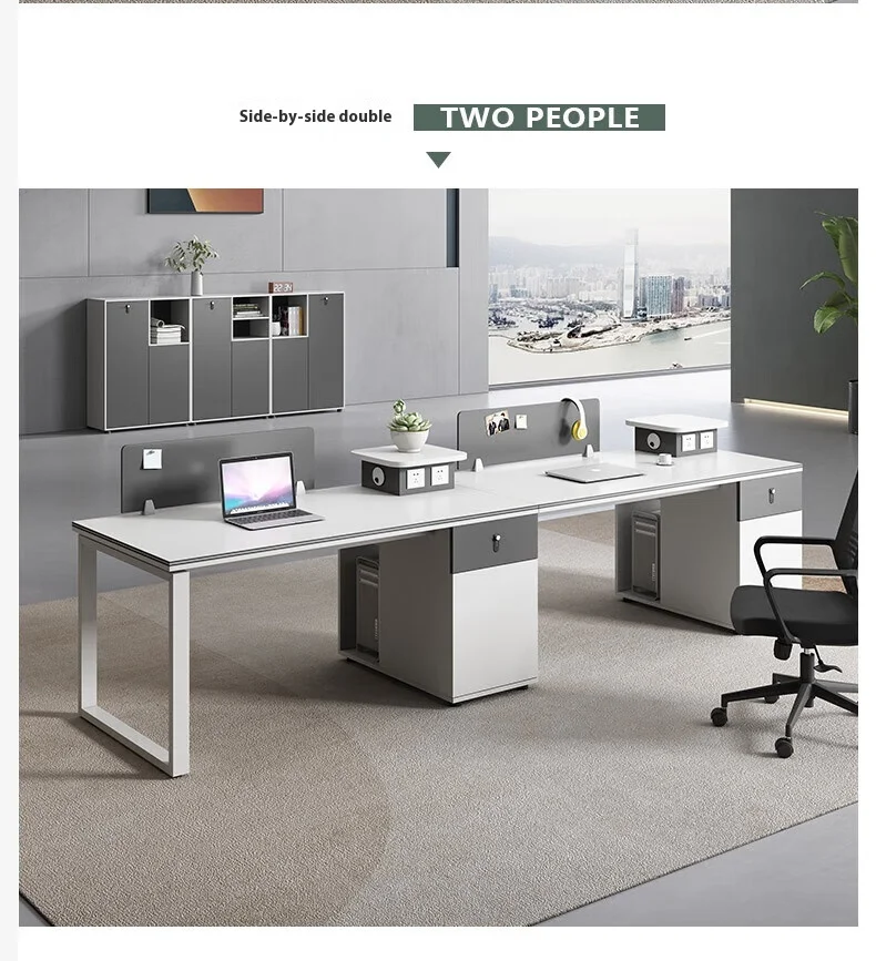 Customizable Modular Modern Wooden 4-Person Office Desk Workstation