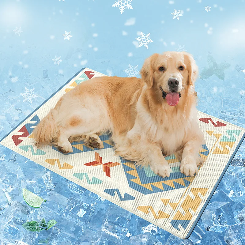Bohemian Extra Large Self-Cooling Mat for Dogs Luxury Soft Washable Non-Toxic Summer Pet Indoor Bed Reusable Travel Pet Cooling