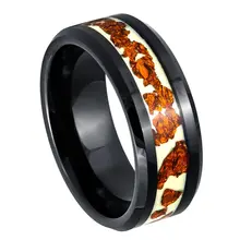 Fashion men jewelry Gold Foil Inlay Black Tungsten Ring for Men Women Black plated couple Wedding Band ring