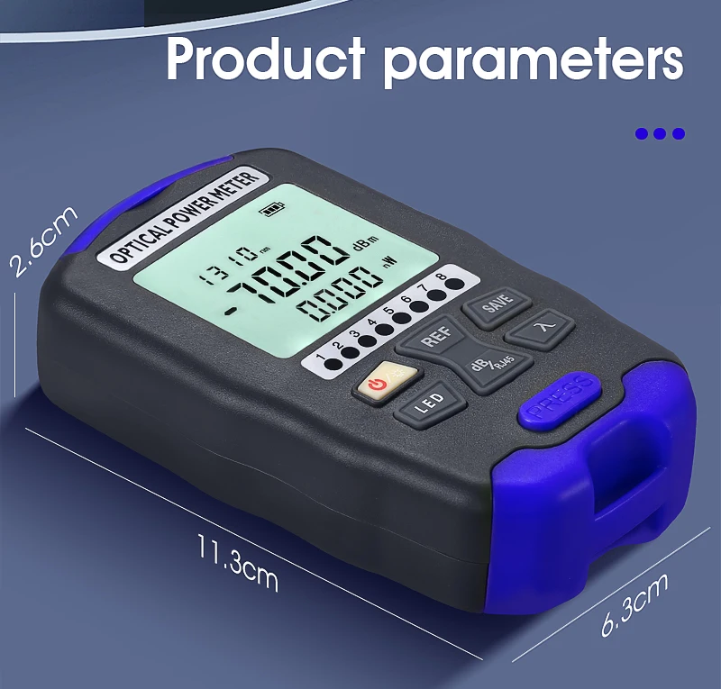 COMPTYCO Fiber Optic Tester AUA-DC7/DC5 Rechargeable OPM with LED and RJ45 tester Fiber Optic Equipment Optical Power Meter details