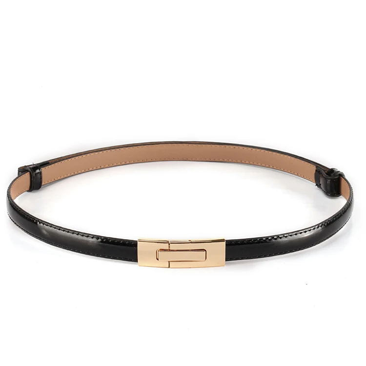 DDA773 Fashion Durable Summer Waistband Lady Dress Gold Buckle Belt Women  Adjustable Thin Cowhide Genuine Leather Belts