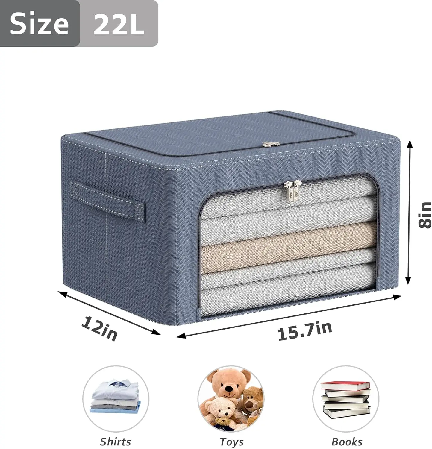 22l 66l Steel Frame Storage Box With Clear Window Double Zipper ...