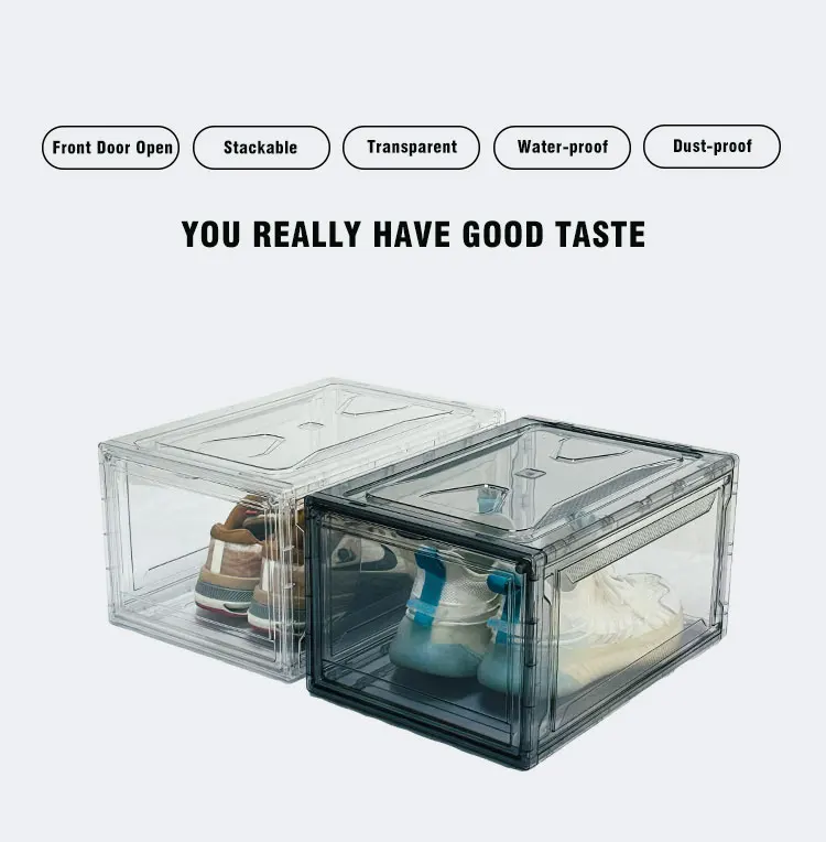 Wholesale Transparent Plastic Sneaker Stackable Shoe Storage Boxes Drop
