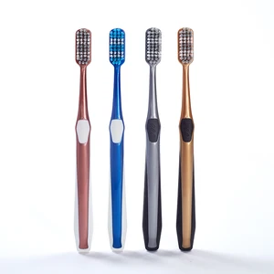 Biodegradable & Disposable Adult Toothbrush Comfortable Soft Rubber with Black Soft Bristles Plastic Handle Home Travel Boxed