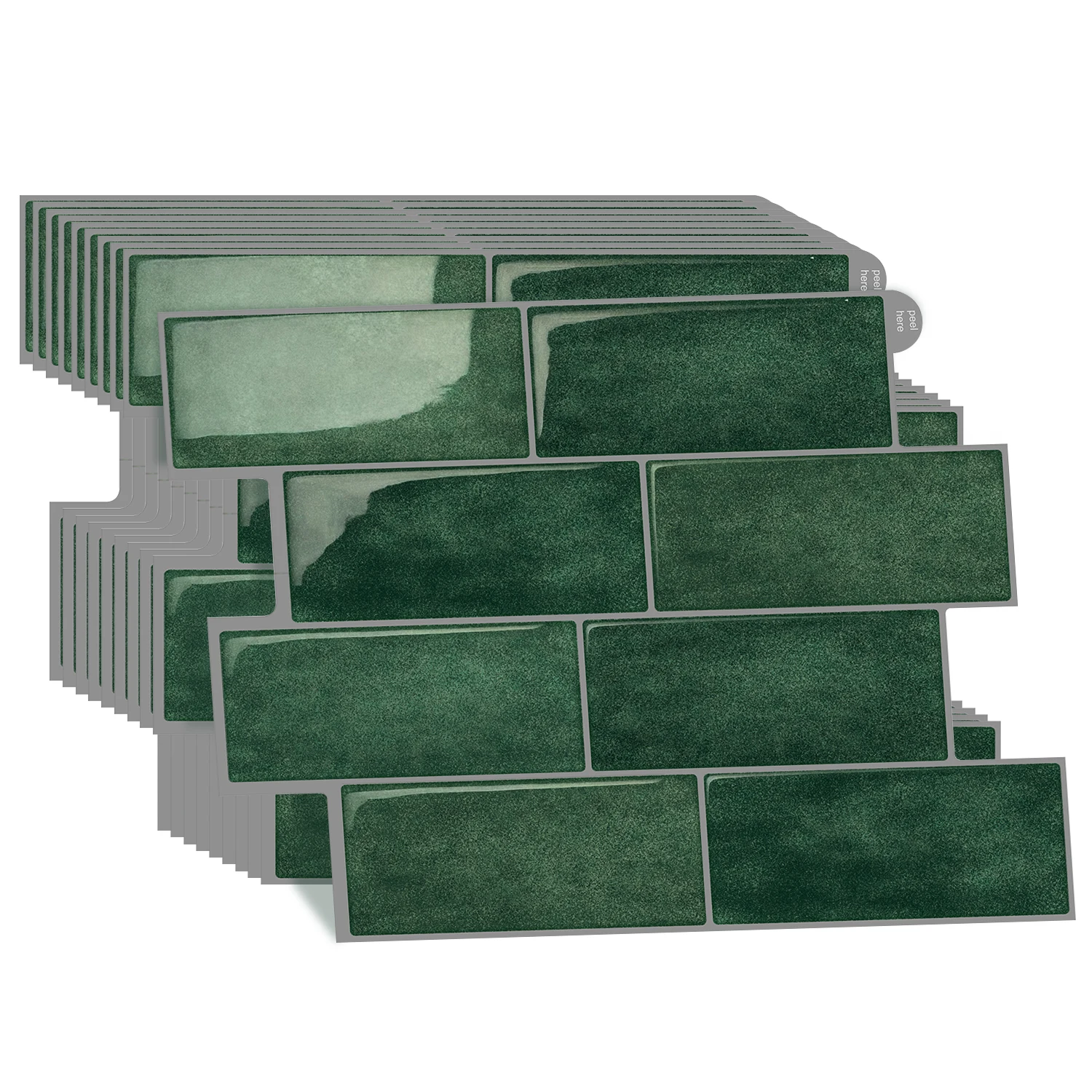 Factory Outlet Metro Self Adhesive 3D Effect Home Decor Peel and Stick Backsplash Green Marble 3D Wall Tiles Stick on Tiles