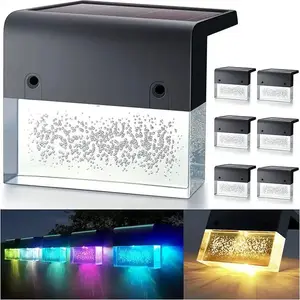 Waterproof Outdoor Garden Light Fence Steps Rgb Solar Outdoor Lights Ip65 Led Black Wall Lamp