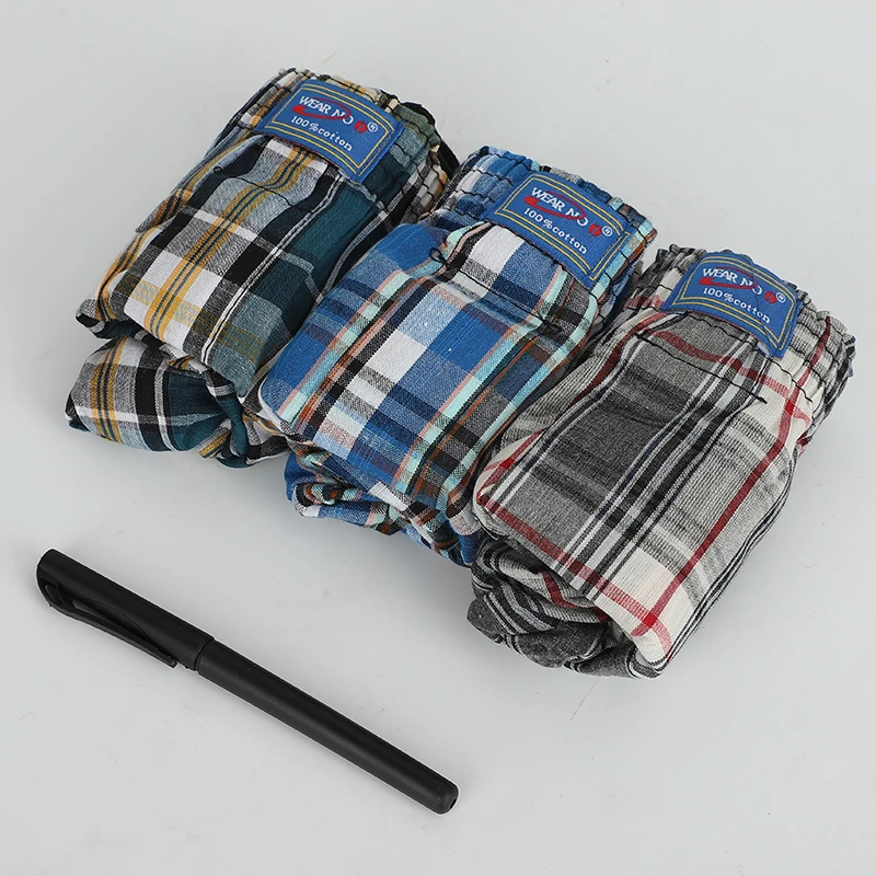 Men’s Cotton Plaid Boxer Briefs – Loose Trunk Style, Big & Tall Sizes M–6XL
