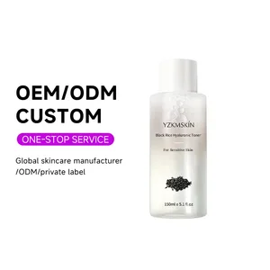 OEM ODM Vegan Facial Lotion Skin Care Serum Shrink Pores Cleansing Plant Extract Formula Black Rice Hyaluronic Water Face Toner