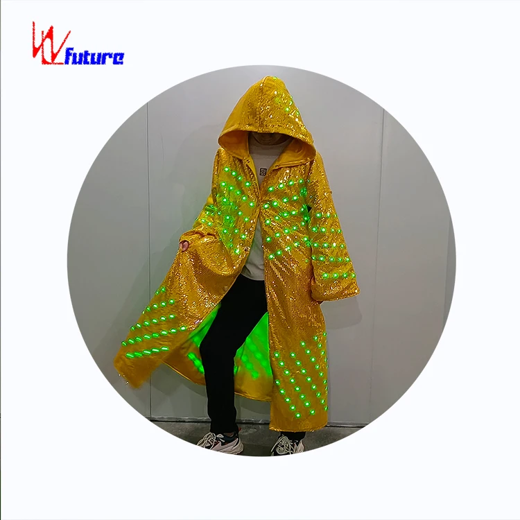 Programmable Controller Fluorescent Dance Raincoat Stage Performance Costume
